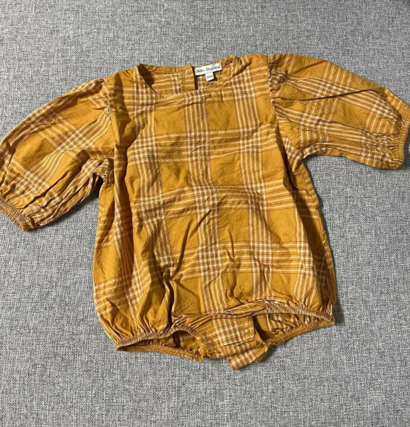 Fleur 復古橘色金蔥格紋包屁衣 image 1 of 0