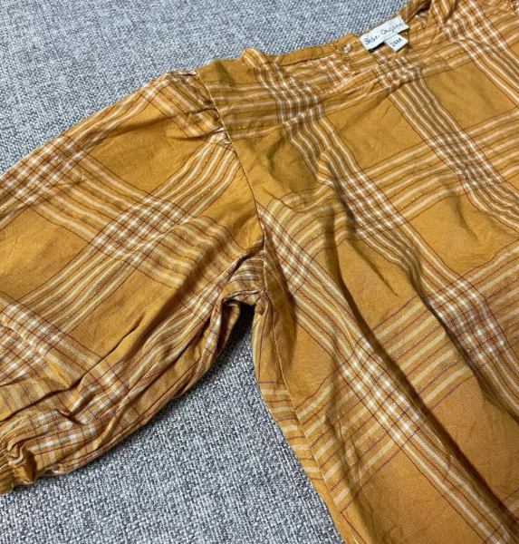 Fleur 復古橘色金蔥格紋包屁衣 image 1 of 0