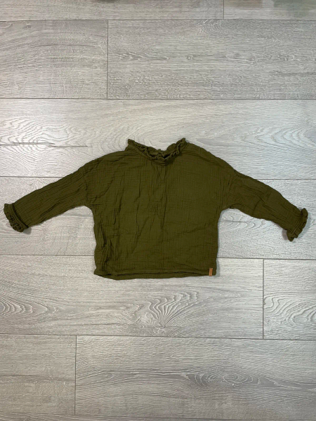 荷葉領長袖棉紗上衣 image 1 of 0