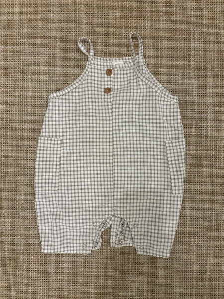 輕薄細格吊帶褲 image 1 of 0
