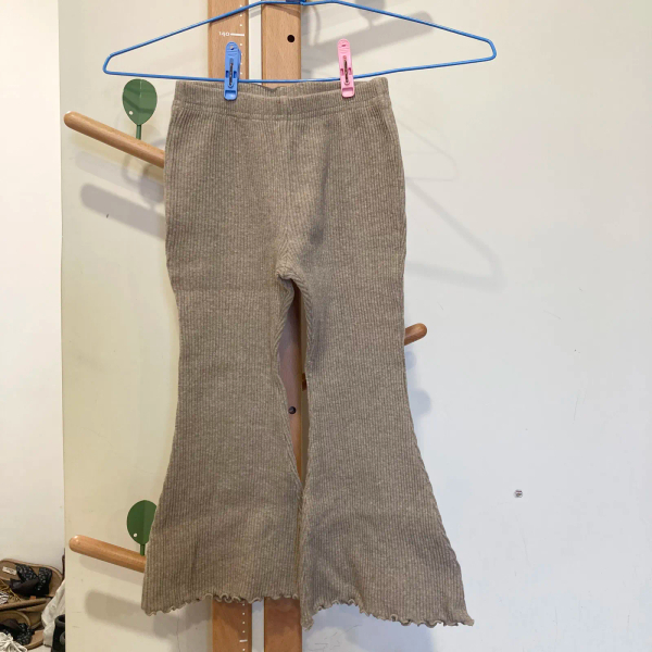 螺紋捲邊喇叭褲摩卡色 image 1 of 0