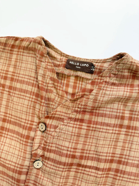 排釦格紋上衣 ZEN SHIRT SHORT SLEEVES - Arancione quadri image 1 of 0