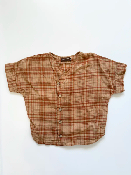 排釦格紋上衣 ZEN SHIRT SHORT SLEEVES - Arancione quadri image 1 of 0