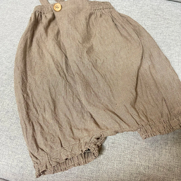 高腰澎澎吊帶褲-棕色千鳥格 image 1 of 0