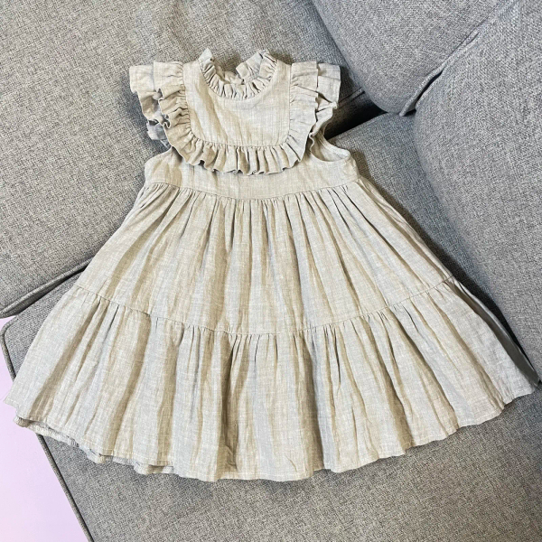 linen dress-light grey image 1 of 0