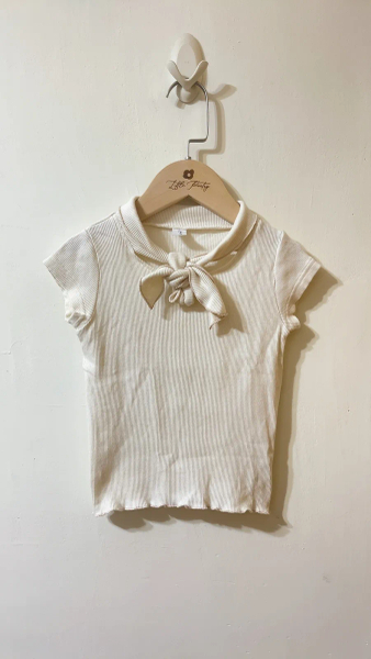 白色領結短袖上衣 image 1 of 0