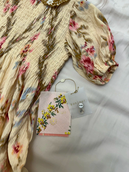  暈染刺繡領洋裝(含髮夾)  image 1 of 0