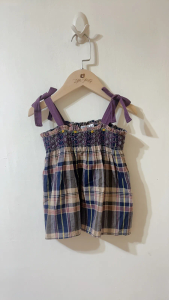 MADRAS COTTON TOP 經典格紋綁帶上衣洋裝 image 1 of 0