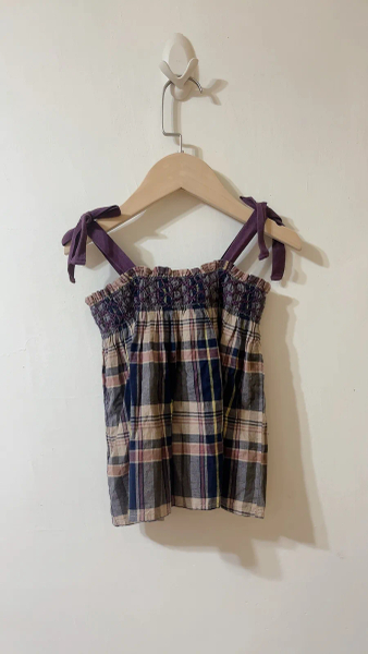 MADRAS COTTON TOP 經典格紋綁帶上衣洋裝 image 1 of 0