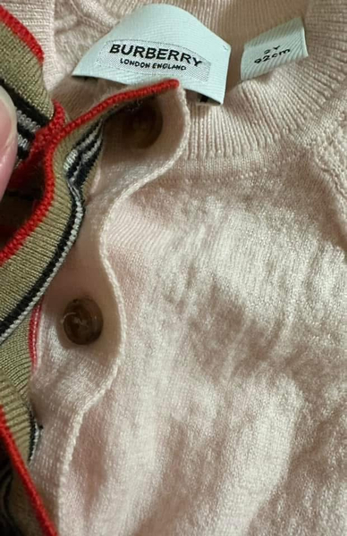 O6. Burberry 粉色經典全羊毛特殊布料 短袖套裝 近新 2Y image 1 of 0
