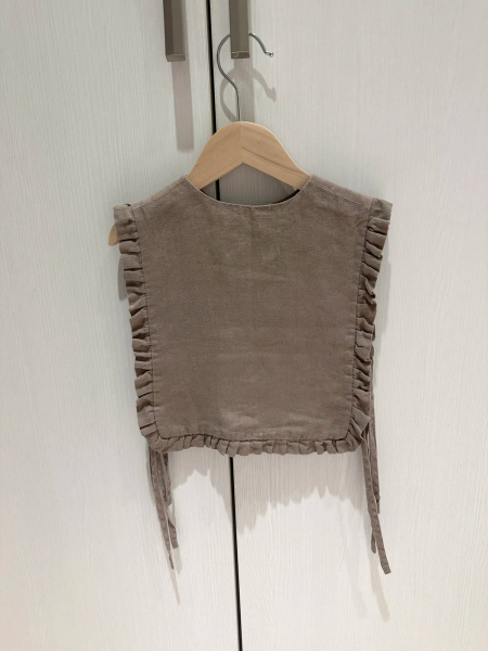 Linen Ruffle Vest Annie Mocha image 1 of 0