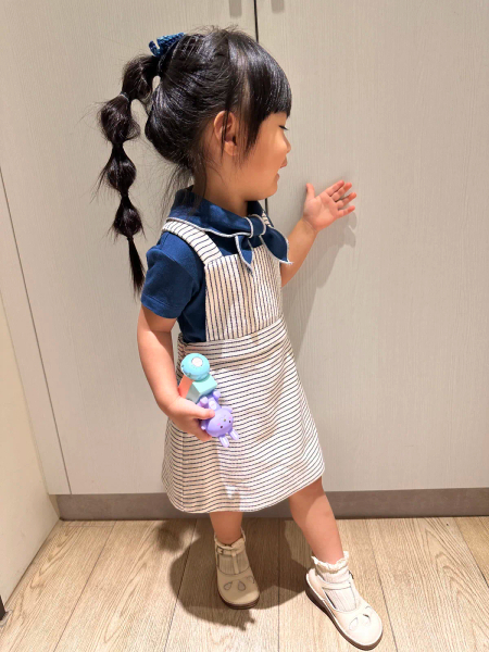 Navy stripe overall dress image 1 of 0