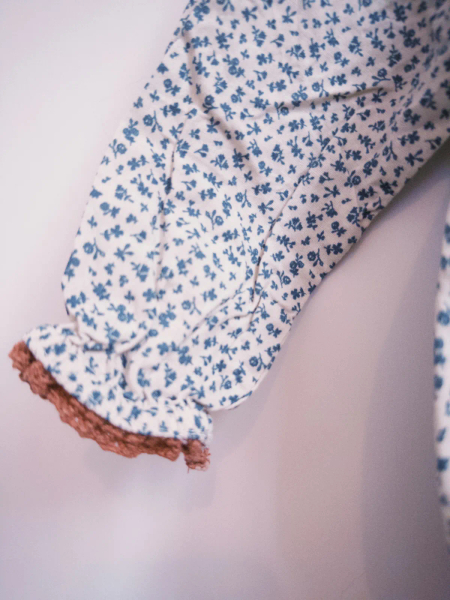 Organic Emilie Smocked Romper - cowslip floral in fog image 1 of 0
