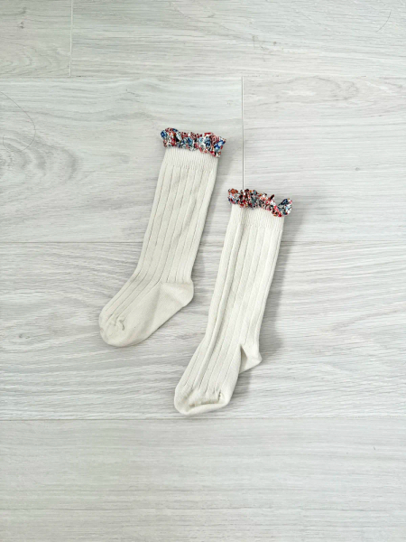 Elizabeth - liberty ruffle ribbed knee high socks image 1 of 0