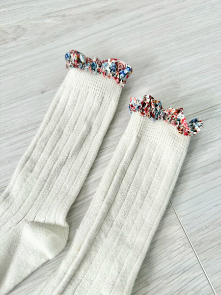 Elizabeth - liberty ruffle ribbed knee high socks image 1 of 0