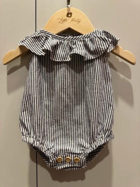 條紋荷葉邊包屁衣 Romper girl (stripe blue) image 1 of 0