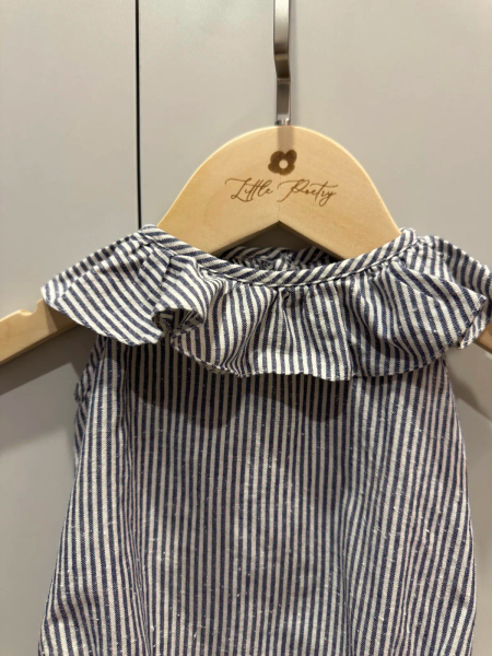 條紋荷葉邊包屁衣 Romper girl (stripe blue) image 1 of 0