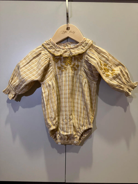 荷葉領包屁衣 JUNIPER ROMPER - 奶油格紋 image 1 of 0