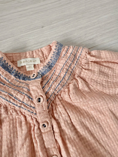 Light Pink Organic Seersucker Voile Essential Blouse image 1 of 0