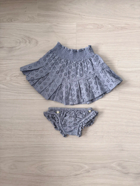 Pleated Skirt + Panty Set - Blue Broderie Aglaise image 1 of 0