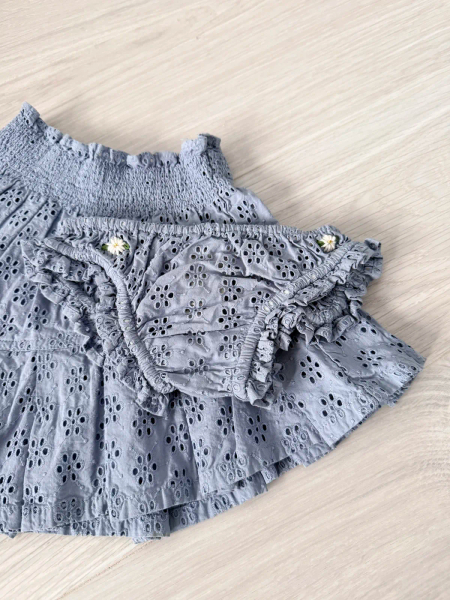 Pleated Skirt + Panty Set - Blue Broderie Aglaise image 1 of 0