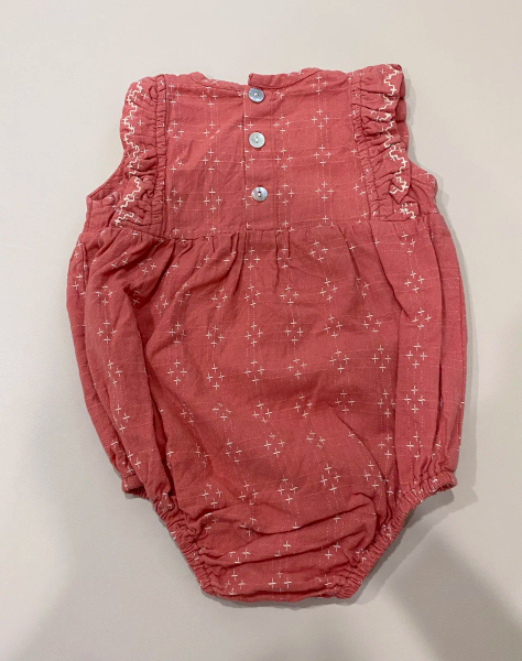 Litttle Flora Romper - Coral Crossstitch image 1 of 0
