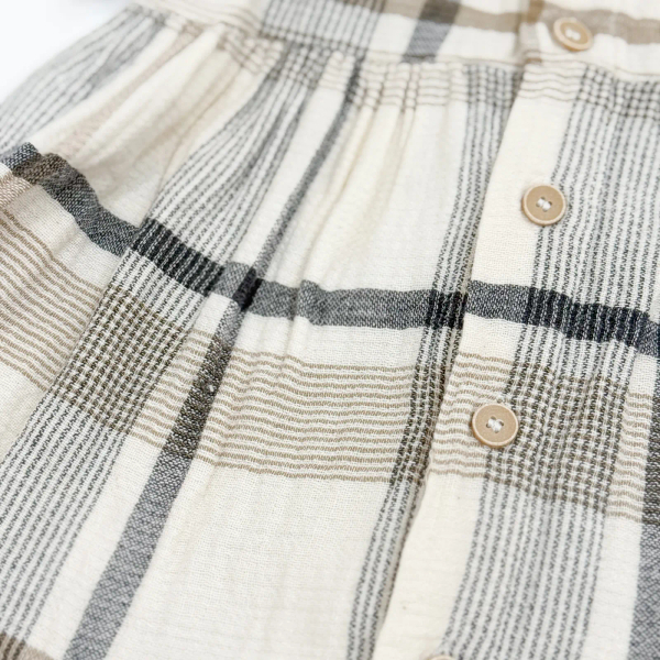 馬德拉斯格紋後排扣洋裝- Anthracite image 1 of 0