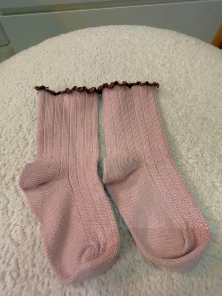 DelphineLettuce Trim Ribbed Socks	Vieux Rose	21/23 image 1 of 0
