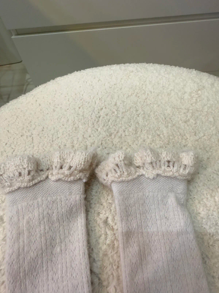 Adeline Pointelle Merino Wool Knee-high Socks with Merino Lace Trim	Doux Agneaux	21/23 image 1 of 0