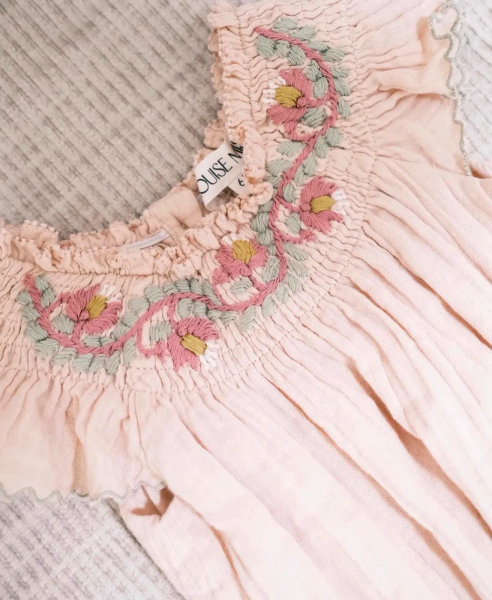 花瓣扇形刺繡領連身衣-粉 image 1 of 0