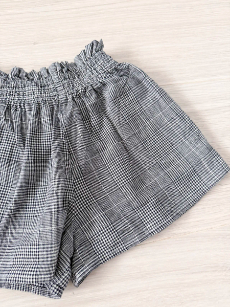 Coco Cotton and Linen Checked Shorts - Grey image 1 of 0