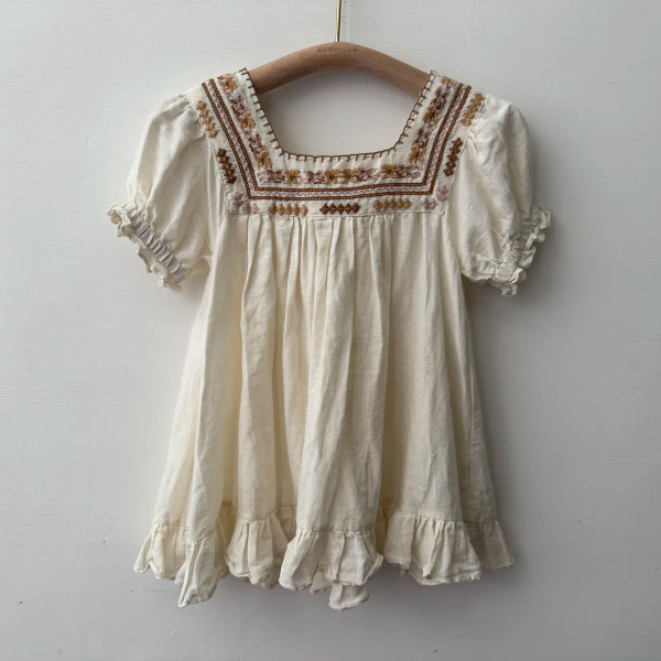 花花刺繡泡泡袖洋裝 image 1 of 0