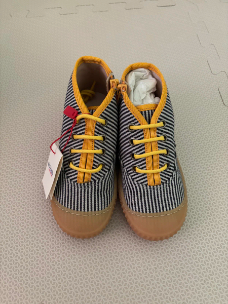 深藍色條紋狀色高筒休閒鞋 image 1 of 0