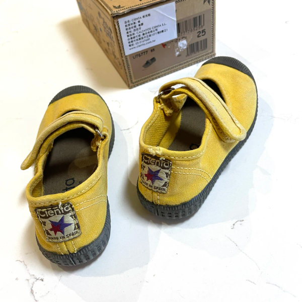 CIENTA  香香鞋黑底洗舊布料瑪莉珍 芥末黃 25 image 1 of 0
