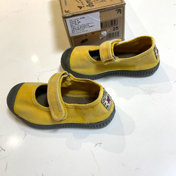CIENTA  香香鞋黑底洗舊布料瑪莉珍 芥末黃 25 image 1 of 0