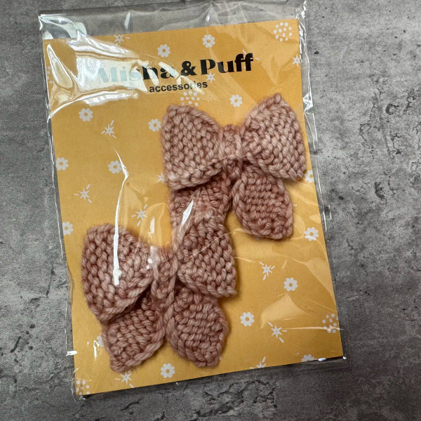Baby Puff Bow Set - Faded Rose image 1 of 0