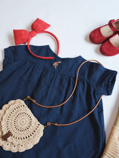 Dress Louise with Short Sleeves-Deep blue image 1 of 0