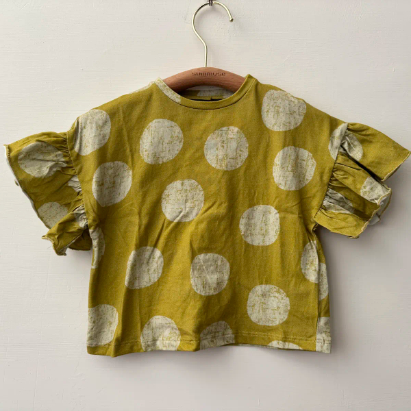 FRILL T-SHIRT - AVOCADO CANDY大波點蛋糕袖上衣 image 1 of 0