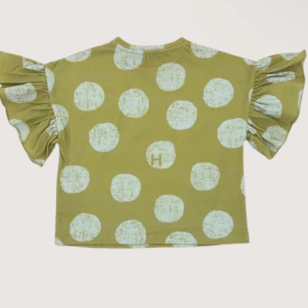 FRILL T-SHIRT - AVOCADO CANDY波點蛋糕袖上衣 image 1 of 0