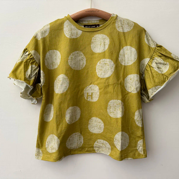FRILL T-SHIRT - AVOCADO CANDY波點蛋糕袖上衣 image 1 of 0