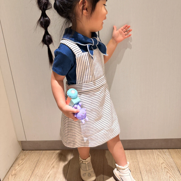 Navy stripe overall dress image 1 of 0