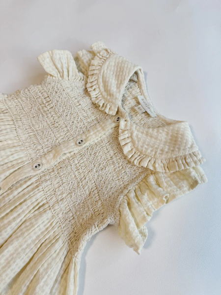 JE限定聯名-Ibiza Ruffle Top in Natural Check image 1 of 0