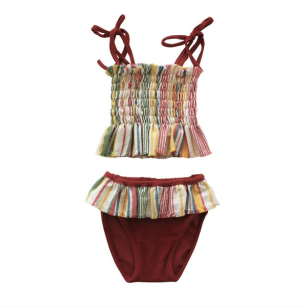 Bikini Smock Stripe - Multicolor Woven 彩虹條紋泳衣 2件式 image 1 of 0