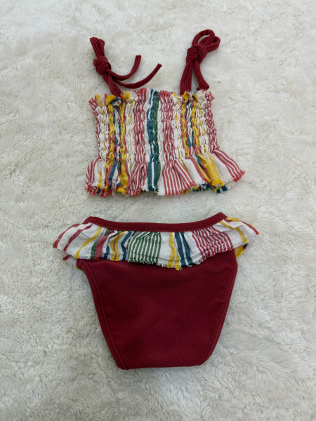 Bikini Smock Stripe - Multicolor Woven 彩虹條紋泳衣 2件式 image 1 of 0