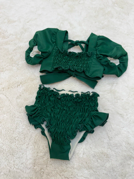 Bikini Puffed Sleeve - Cactus (Lycra) 仙人掌綠泡泡袖比基尼泳衣 2件式 image 1 of 0