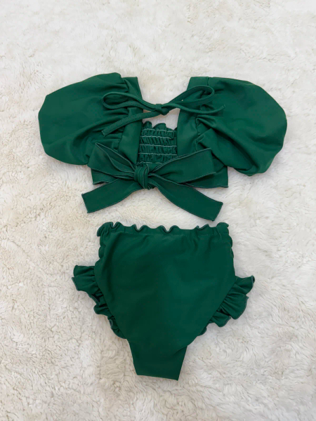 Bikini Puffed Sleeve - Cactus (Lycra) 仙人掌綠泡泡袖比基尼泳衣 2件式 image 1 of 0
