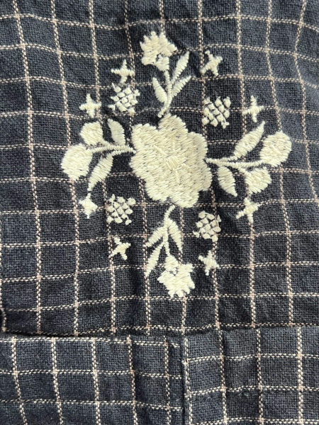 刺繡格紋吊帶褲 image 1 of 0
