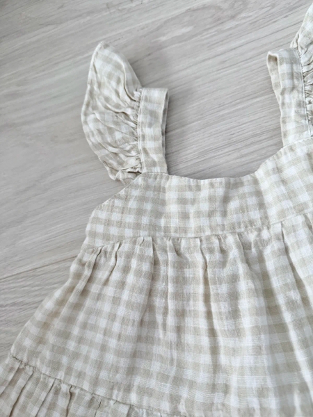 Boho Dress - Beige Gingham image 1 of 0