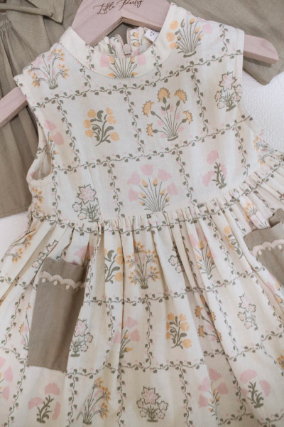 Ada dress set - cabin quilt floral cream/sage image 1 of 0