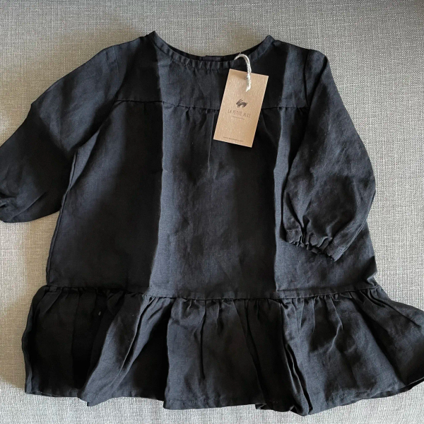 黑色亞麻洋裝 image 1 of 0